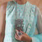 InWeave Women's Powder Blue Jacquard Halter Kurta Set W Powder Blue Or Dupatta - Swadesiicart