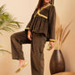 InWeave Women's Brown Mughal Shaan Style Velvet Short Kurta Set - Swadesiicart