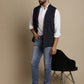 Even Apparels Men's Blue Mandarin Collar Waistcoat | Swadesiicart