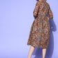 InWeave Women's Ochre Mustard Kalamkari Print Dress - Swadesiicart
