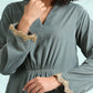 trueBrowns Grey Velvet Lace Kurta Pant Set | Swadesiicart