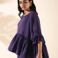 trueBrowns Purple Cotton Flared Co-ord Set - Swadesiicart