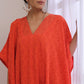 trueBrowns Orange Dobby Panel Kaftan Dress | Swadesiicart