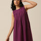 trueBrowns Plum Purple Slub Texture Sleeveless Kurta Pant Set | Swadesiicart