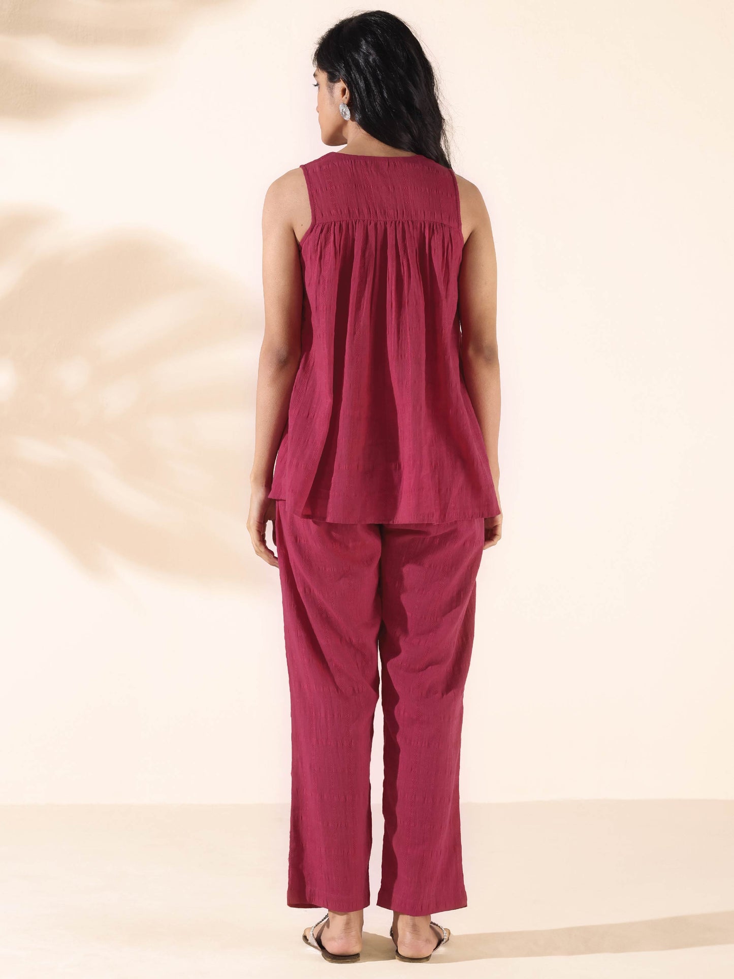 trueBrowns Carrot Cotton Dobby Sleeveless Co-ord Set - Swadesiicart