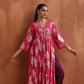 trueBrowns Pink Metallic Flared Anarkali Kurta Set | Swadesiicart