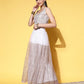 Ahalyaa White & Gold-Toned Printed Ready to Wear Lehenga & Blouse With Dupatta | Swadesiicart