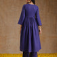 trueBrowns Spectrum Blue Gold Cotton Kalidar Kurta Set | Swadesiicart