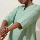 trueBrowns Mint Green Cotton Linen Kurta Co-Ord Set - Swadesiicart