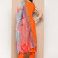 InWeave Women's Orange Mirror Work Aline Strappy Kurta Set Blue Fuchsia Or Dupatta - Swadesiicart
