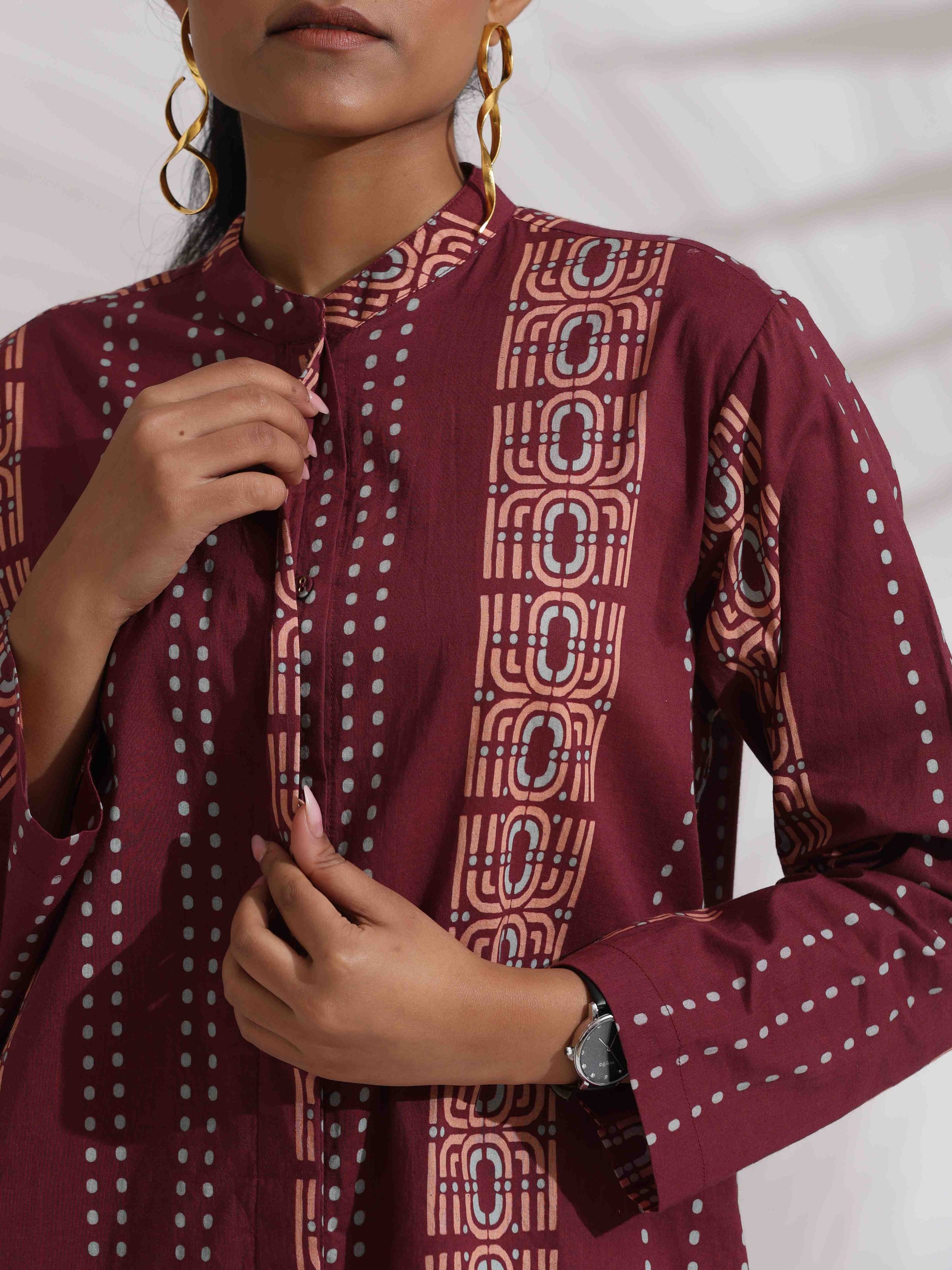 trueBrowns Purple Cotton Print Short Co-ord Set - Swadesiicart