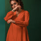 trueBrowns Rust Silk Collar Co-ord Set - Swadesiicart