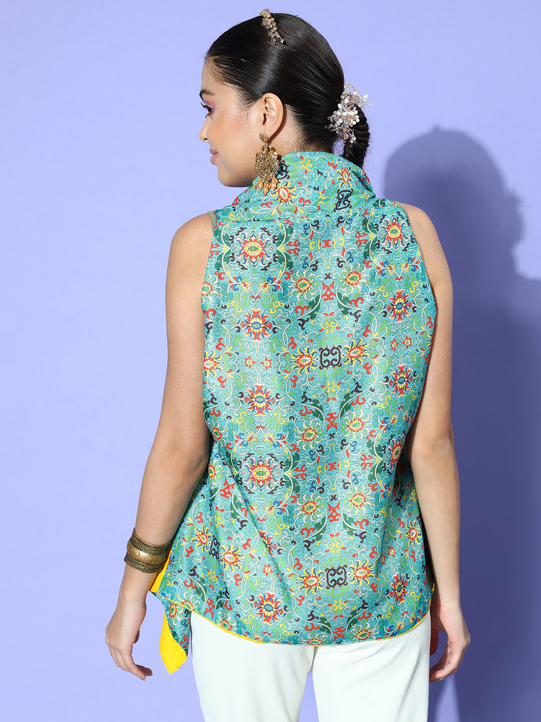 InWeave Women's Blue Boheme Reversible Shrug - Swadesiicart