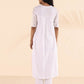 trueBrowns White Cotton Dobby V-Neck Kurta Pant Set | Swadesiicart