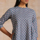 trueBrowns Steel Grey Ikat Print Cotton Gathers Co-Ord Set - Swadesiicart