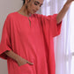 trueBrowns Bright Pink Dobby Boxy Fit High Low Co-Ord Set - Swadesiicart