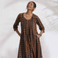 trueBrowns Black Cotton Print Pleated Flared Kurta Set | Swadesiicart