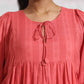 trueBrowns Pink Cotton Tier Dress | Swadesiicart