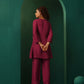 trueBrowns Maroon Silk Relaxed Co-ord Set - Swadesiicart
