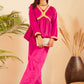 InWeave Women's Magenta Mughal Shaan Style Velvet Short Kurta Set - Swadesiicart