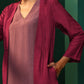 trueBrowns Maroon Light Mauve Silk Jacket Kurta Set | Swadesiicart