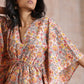 trueBrowns Multicolor Beige Overall Floral Block Print Cotton Kaftan Co-Ord Set - Swadesiicart