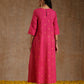 trueBrowns Pink Gold Cotton Neck Pleat Kurta Set | Swadesiicart