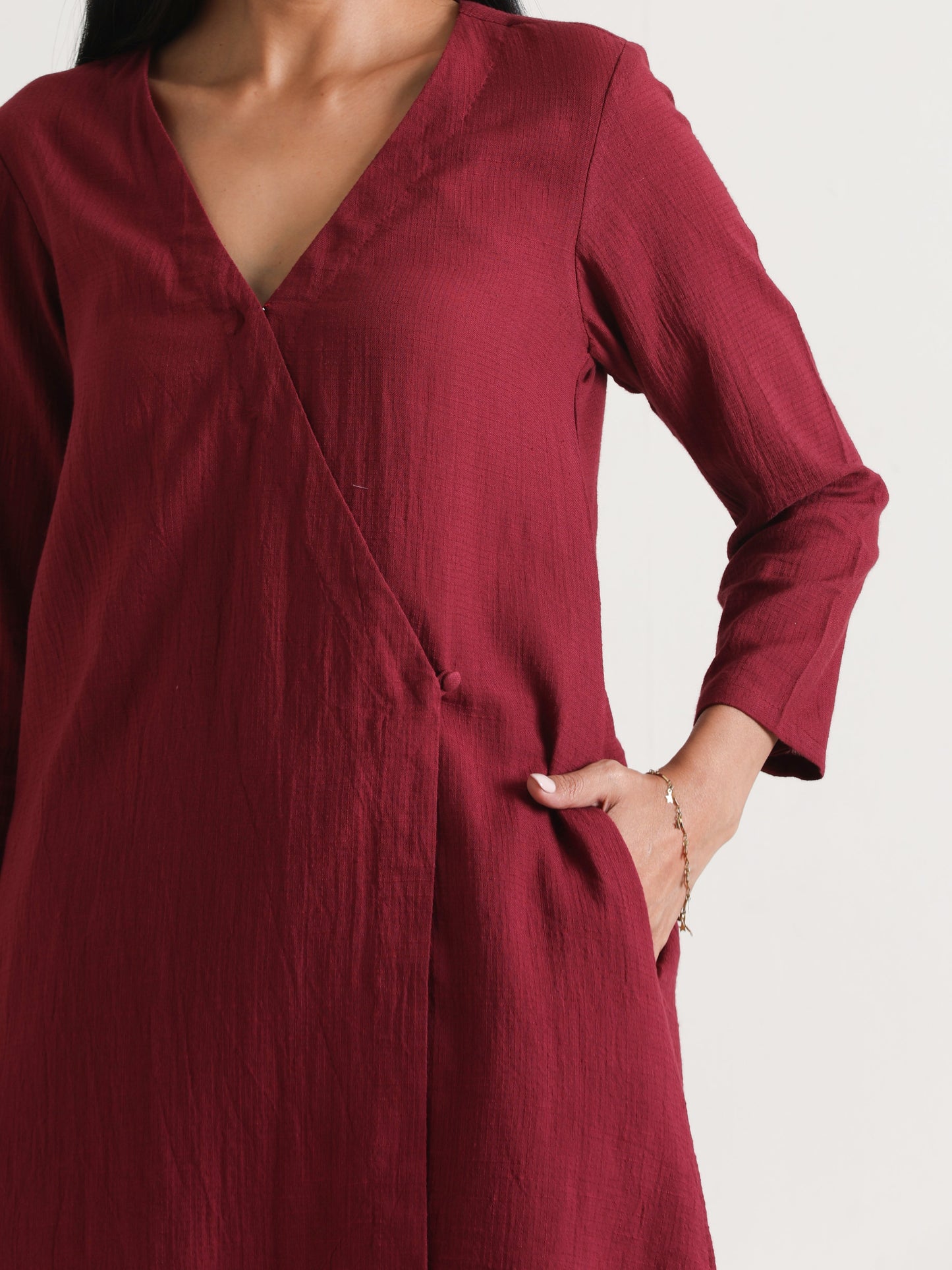 trueBrowns Maroon Angrakha Kurta Set | Swadesiicart