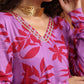 trueBrowns Purple Print A-line Kurta Set | Swadesiicart