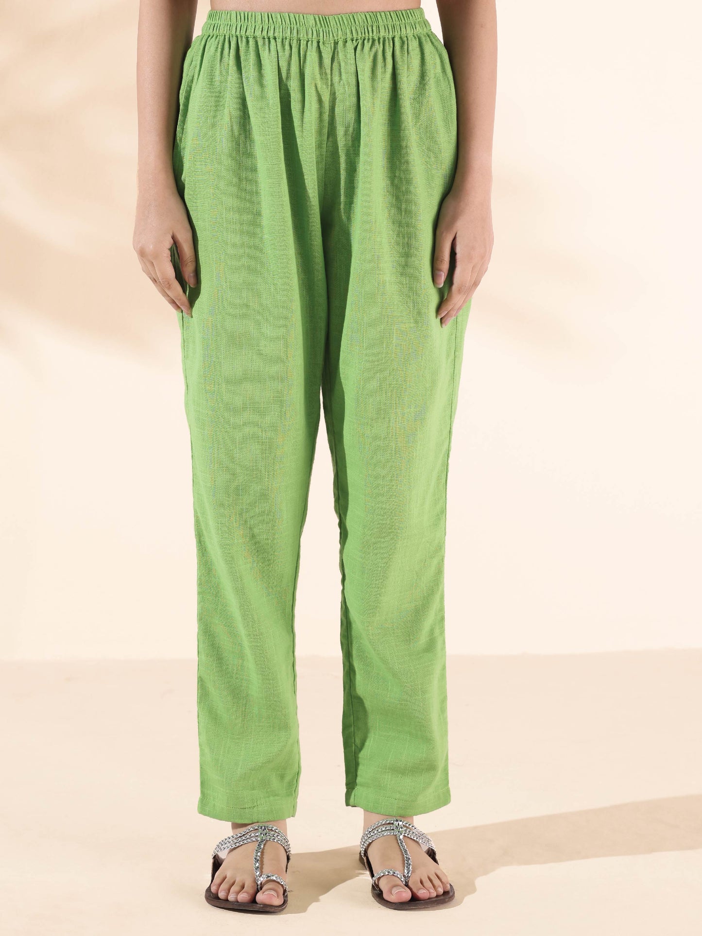 trueBrowns Green Cotton Dobby Shirt Co-ord Set - Swadesiicart