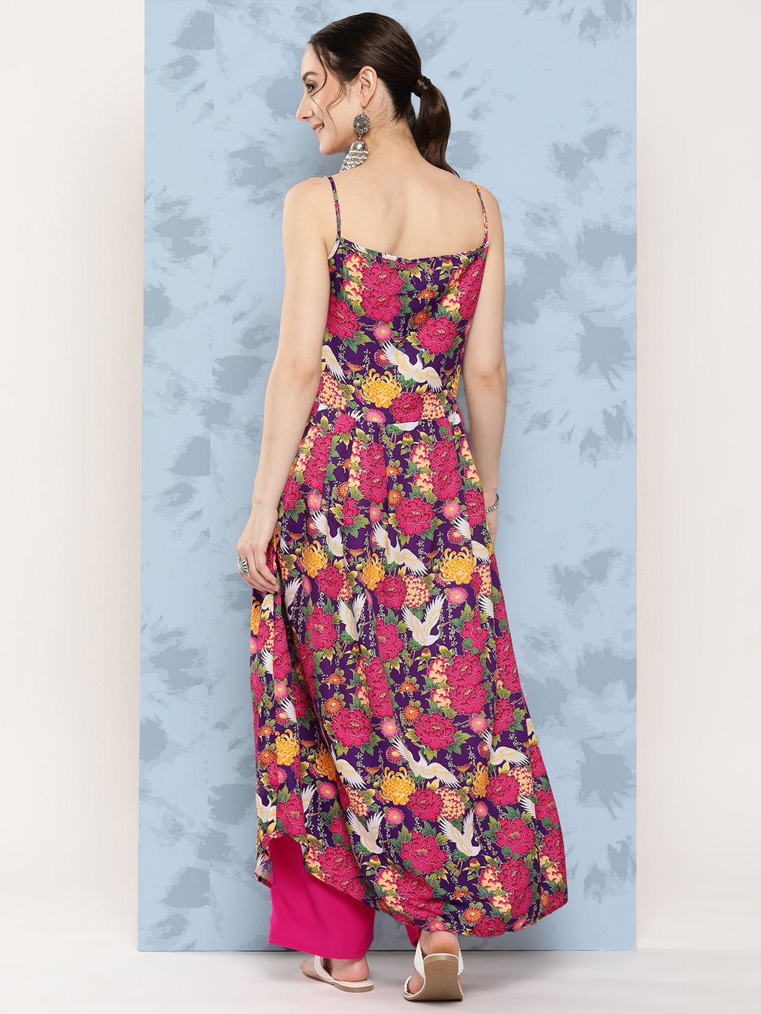 InWeave Women's Navy Bird Japanese Art Strappy Set - Swadesiicart