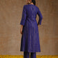 trueBrowns Spectrum Blue Gold Cotton Angrakha Kurta Set | Swadesiicart
