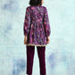 trueBrowns Wine Printed Velvet Lace Co-Ord Set - Swadesiicart