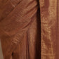 trueBrowns Brown Gold Metallic Ready To Wear Saree | Swadesiicart