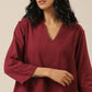 trueBrowns Ruby Wine Slub Textured Collar Co-Ord Set - Swadesiicart