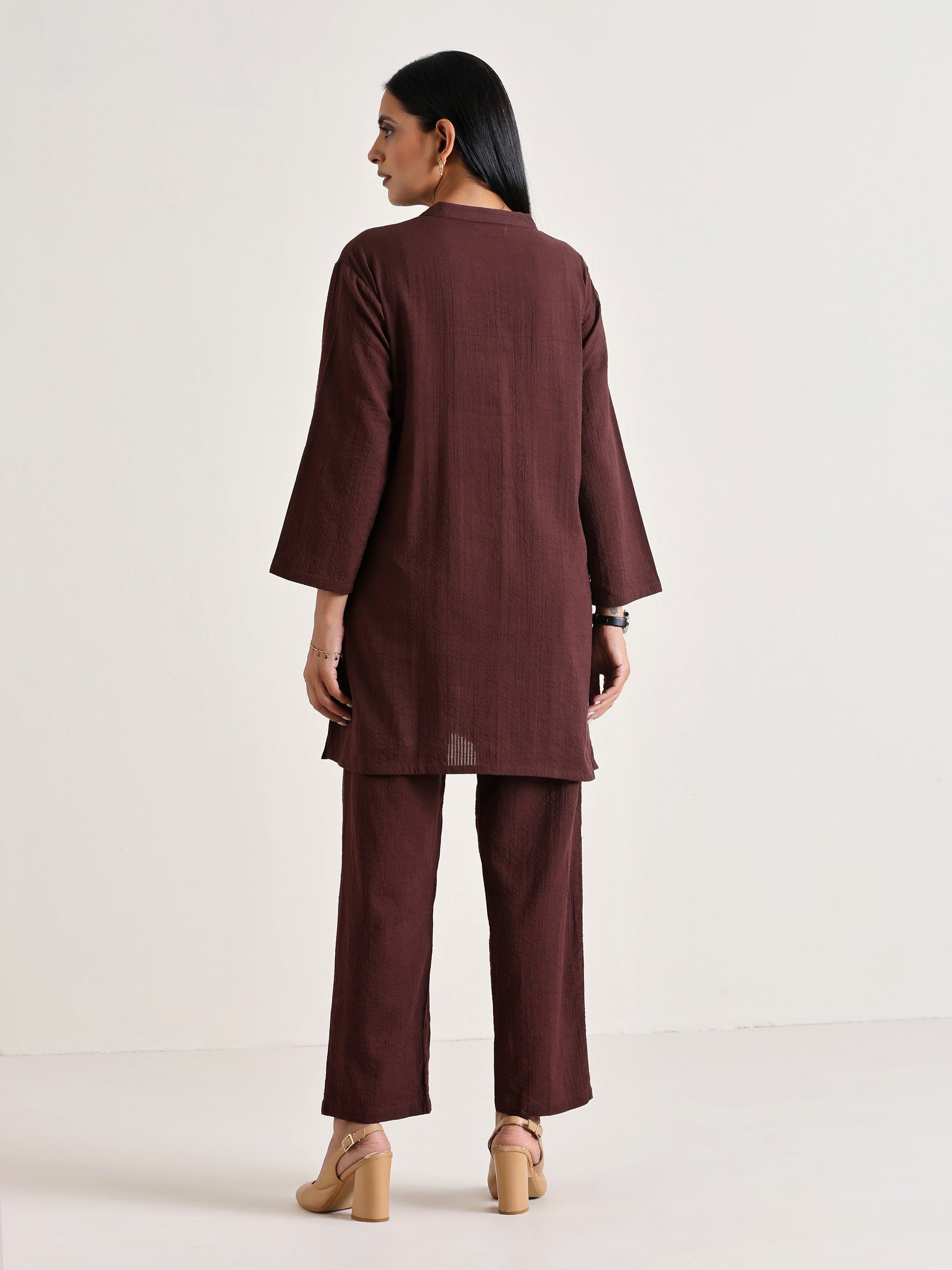 trueBrowns Cola Brown Relaxed Fit Co-Ord Set - Swadesiicart