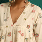 trueBrowns Ivory Multi Color Cotton Yoke Gathered Co-ord Set - Swadesiicart
