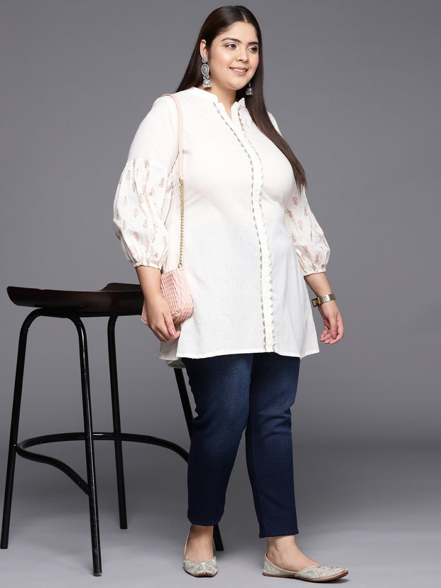 Ahalyaa Mandarin Collar Printed Tunic | Swadesiicart
