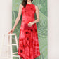 InWeave Women's Red Tie And Die Dress - Swadesiicart