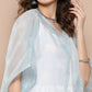InWeave Women's Cream Strappy With Blue White Chintz Organza Cape - Swadesiicart