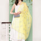 InWeave Women's Strappy Set Cream With Yellow W Chintz Or Dupatta - Swadesiicart