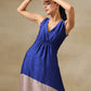 trueBrowns Blue and Grey Textured Silk Sleeveless Round Hemline Kurta Pant Set | Swadesiicart