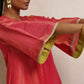 trueBrowns Hot Pink Tissue Flared Kurta Set | Swadesiicart