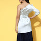 InWeave One Shoulder Satin Top In Silver Colour - Swadesiicart