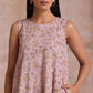trueBrowns Grey Overall Floral Block Print Cotton High-Low Co-Ord Set - Swadesiicart