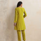 trueBrowns Lime Velvet Kurta Co-ord Set - Swadesiicart
