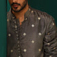 trueBrowns Men's Grey Diamond Viscose Silk Co-ord Set - Swadesiicart