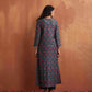 trueBrowns Black Floral Print A-line Kurta Set | Swadesiicart