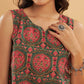 InWeave Green Red Mughal Kalamkari Top - Swadesiicart