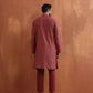 trueBrowns Men's Rust Cotton Dobby Kurta | Swadesiicart